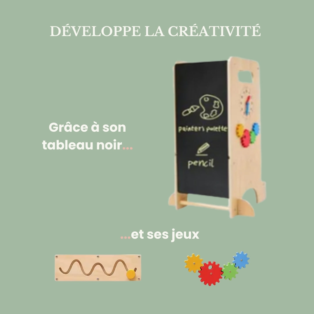 Magic Tower stimule la créativité grâce à ses jeux intégrés et son tableau noir.